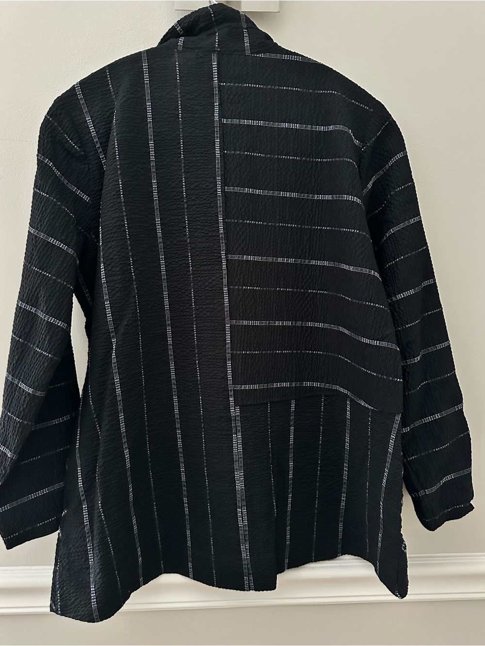 Habitat Textured Black Button-Front Jacket Top with White Windowpane Trim Small - Picture 5 of 7